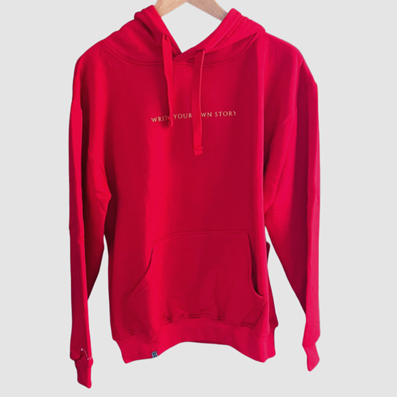Never Old "Write Your Own Story" Hoodie Sweatshirt Red, NWT-Medium - Picture 2 of 8